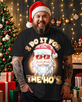 Herren T-Shirt „I Do It For The Hos Santa“ in Übergröße, kurzärmelig